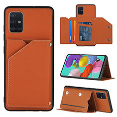 Soft Luxury Leather Snap On Case Cover Y04B for Samsung Galaxy A51 4G Brown