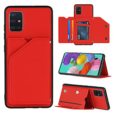 Soft Luxury Leather Snap On Case Cover Y04B for Samsung Galaxy A51 4G Red