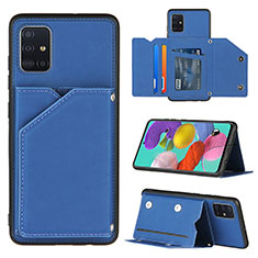 Soft Luxury Leather Snap On Case Cover Y04B for Samsung Galaxy A51 5G Blue