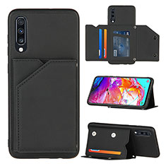 Soft Luxury Leather Snap On Case Cover Y04B for Samsung Galaxy A70 Black