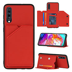 Soft Luxury Leather Snap On Case Cover Y04B for Samsung Galaxy A70 Red