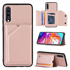 Soft Luxury Leather Snap On Case Cover Y04B for Samsung Galaxy A70 Rose Gold