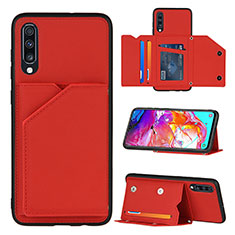 Soft Luxury Leather Snap On Case Cover Y04B for Samsung Galaxy A70S Red
