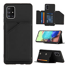 Soft Luxury Leather Snap On Case Cover Y04B for Samsung Galaxy A71 4G A715 Black