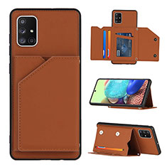 Soft Luxury Leather Snap On Case Cover Y04B for Samsung Galaxy A71 5G Brown