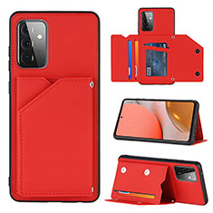 Soft Luxury Leather Snap On Case Cover Y04B for Samsung Galaxy A72 5G Red
