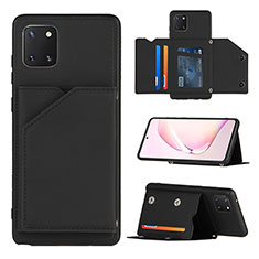 Soft Luxury Leather Snap On Case Cover Y04B for Samsung Galaxy A81 Black