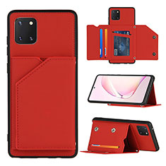 Soft Luxury Leather Snap On Case Cover Y04B for Samsung Galaxy A81 Red
