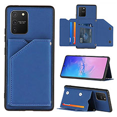 Soft Luxury Leather Snap On Case Cover Y04B for Samsung Galaxy A91 Blue
