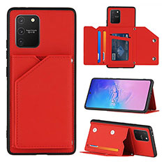Soft Luxury Leather Snap On Case Cover Y04B for Samsung Galaxy A91 Red