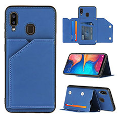 Soft Luxury Leather Snap On Case Cover Y04B for Samsung Galaxy M10S Blue