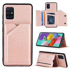 Soft Luxury Leather Snap On Case Cover Y04B for Samsung Galaxy M40S Rose Gold
