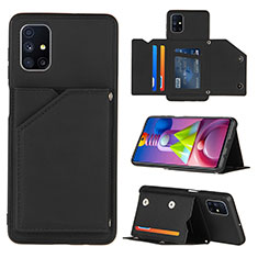 Soft Luxury Leather Snap On Case Cover Y04B for Samsung Galaxy M51 Black