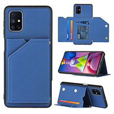 Soft Luxury Leather Snap On Case Cover Y04B for Samsung Galaxy M51 Blue