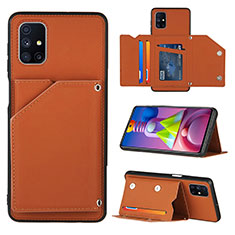 Soft Luxury Leather Snap On Case Cover Y04B for Samsung Galaxy M51 Brown