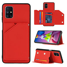 Soft Luxury Leather Snap On Case Cover Y04B for Samsung Galaxy M51 Red