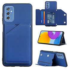 Soft Luxury Leather Snap On Case Cover Y04B for Samsung Galaxy M52 5G Blue