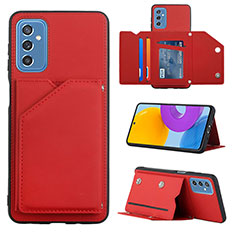 Soft Luxury Leather Snap On Case Cover Y04B for Samsung Galaxy M52 5G Red