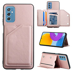 Soft Luxury Leather Snap On Case Cover Y04B for Samsung Galaxy M52 5G Rose Gold