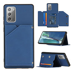 Soft Luxury Leather Snap On Case Cover Y04B for Samsung Galaxy Note 20 5G Blue