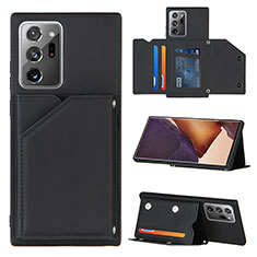 Soft Luxury Leather Snap On Case Cover Y04B for Samsung Galaxy Note 20 Ultra 5G Black