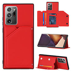 Soft Luxury Leather Snap On Case Cover Y04B for Samsung Galaxy Note 20 Ultra 5G Red