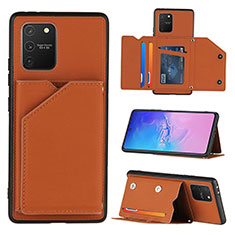 Soft Luxury Leather Snap On Case Cover Y04B for Samsung Galaxy S10 Lite Brown