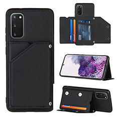 Soft Luxury Leather Snap On Case Cover Y04B for Samsung Galaxy S20 Black