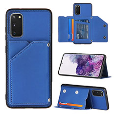Soft Luxury Leather Snap On Case Cover Y04B for Samsung Galaxy S20 Blue
