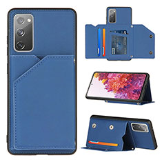 Soft Luxury Leather Snap On Case Cover Y04B for Samsung Galaxy S20 FE (2022) 5G Blue