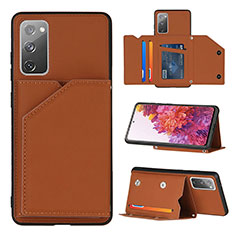 Soft Luxury Leather Snap On Case Cover Y04B for Samsung Galaxy S20 FE (2022) 5G Brown