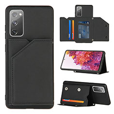 Soft Luxury Leather Snap On Case Cover Y04B for Samsung Galaxy S20 FE 5G Black