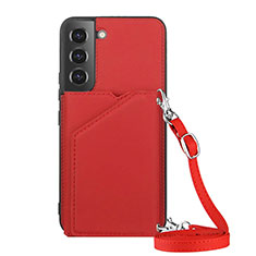 Soft Luxury Leather Snap On Case Cover Y04B for Samsung Galaxy S23 Plus 5G Red