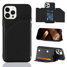 Soft Luxury Leather Snap On Case Cover Y05B for Apple iPhone 13 Pro Black