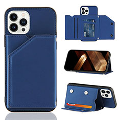 Soft Luxury Leather Snap On Case Cover Y05B for Apple iPhone 13 Pro Blue