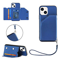 Soft Luxury Leather Snap On Case Cover Y06B for Apple iPhone 13 Blue