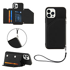 Soft Luxury Leather Snap On Case Cover Y06B for Apple iPhone 13 Pro Black