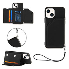 Soft Luxury Leather Snap On Case Cover Y06B for Apple iPhone 15 Plus Black