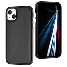 Soft Luxury Leather Snap On Case Cover Y07B for Apple iPhone 13 Black