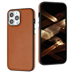 Soft Luxury Leather Snap On Case Cover Y07B for Apple iPhone 13 Pro Brown