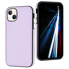 Soft Luxury Leather Snap On Case Cover Y07B for Apple iPhone 14 Clove Purple