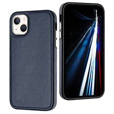 Soft Luxury Leather Snap On Case Cover Y07B for Apple iPhone 14 Plus Blue