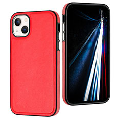 Soft Luxury Leather Snap On Case Cover Y07B for Apple iPhone 14 Plus Red