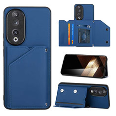 Soft Luxury Leather Snap On Case Cover YB1 for Huawei Honor 90 5G Blue