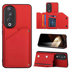 Soft Luxury Leather Snap On Case Cover YB1 for Huawei Honor 90 5G Red