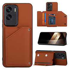 Soft Luxury Leather Snap On Case Cover YB1 for Huawei Honor 90 Lite 5G Brown