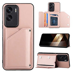 Soft Luxury Leather Snap On Case Cover YB1 for Huawei Honor 90 Lite 5G Rose Gold
