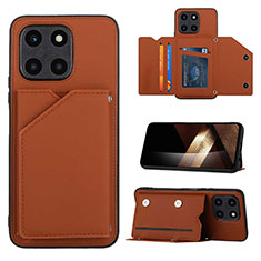 Soft Luxury Leather Snap On Case Cover YB1 for Huawei Honor X6a Brown