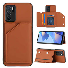 Soft Luxury Leather Snap On Case Cover YB1 for Oppo A16 Brown