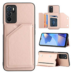 Soft Luxury Leather Snap On Case Cover YB1 for Oppo A16 Rose Gold